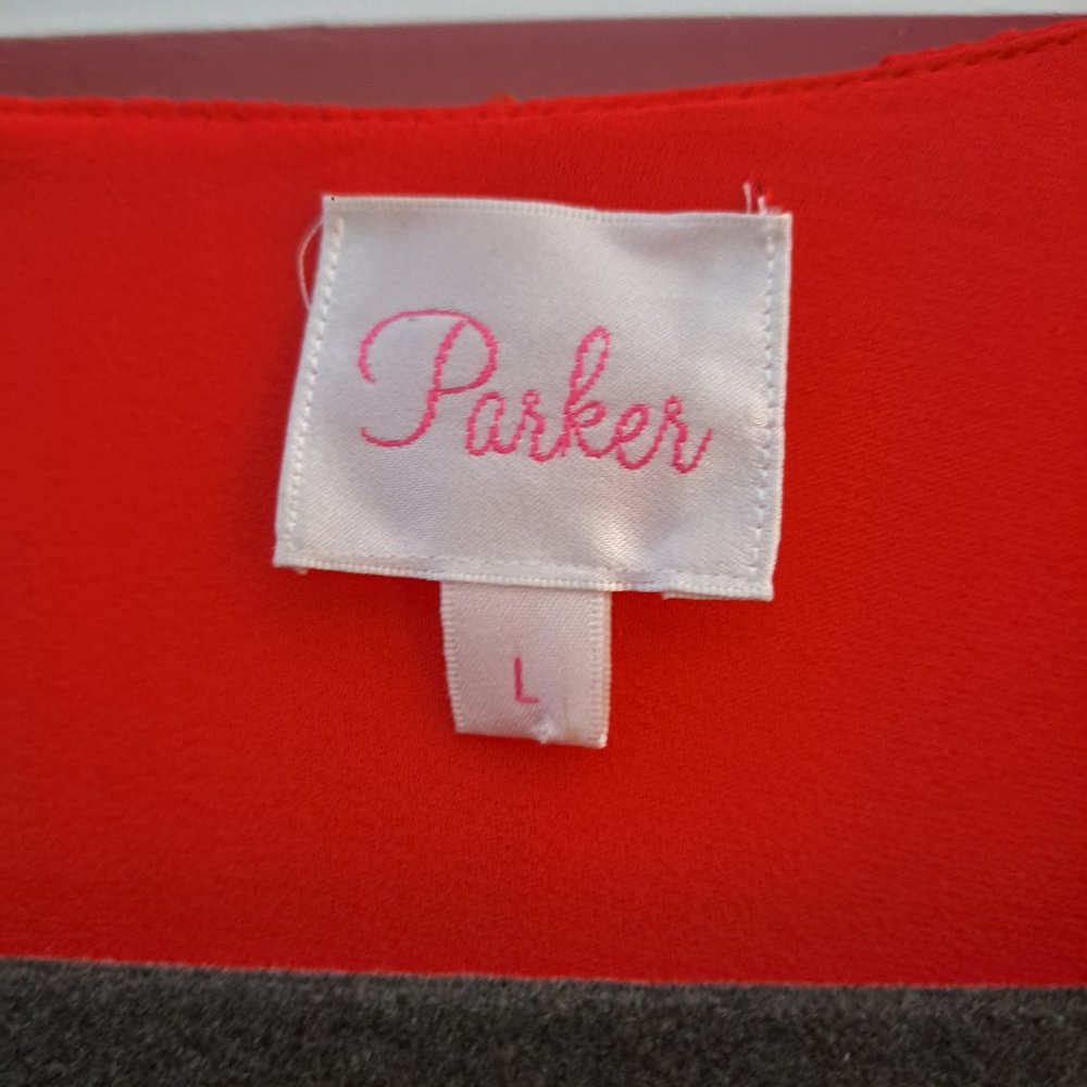 Parker Red Silk Plunge Ruched Sleeve Mini Dress - Picture 8 of 11